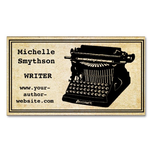 Naam schrijfmachine Antiek en website Magnetisch Visitekaartje (Voorkant)