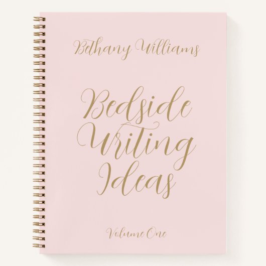 Naam schrijver Trendy Blush Pink Script Gold-lapto Notitieboek (Voorkant)