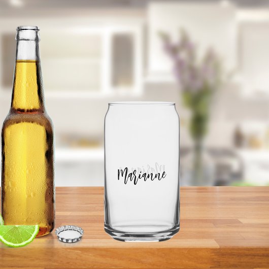 Naam script elegant blikvorm glas