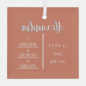 Naam Script & Geboortestatistieken Baby Keepsake Glas Ornament (Achterkant)