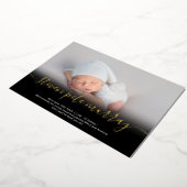 Naam script goudfoto baby geboorteaankondiging folie uitnodiging (Gedraaid)