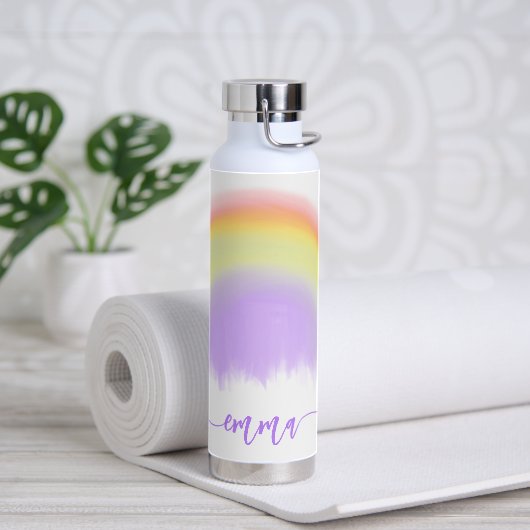 Naam script kleurrijke regenboog gepersonaliseerd waterfles (Yoga)