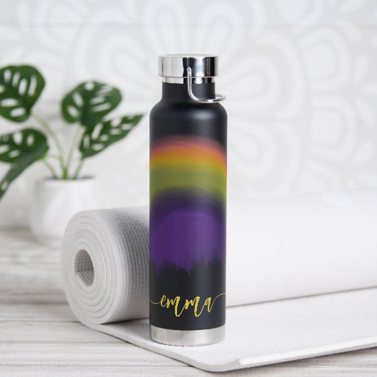 Naam script kleurrijke regenboog gepersonaliseerd waterfles (Yoga)
