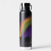 Naam script kleurrijke regenboog zwart waterfles (Voorkant)
