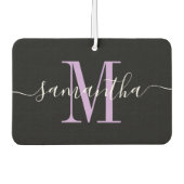 Naam Script Lavender Monogram Hart Foto zwart Luchtverfrisser (Voorkant)