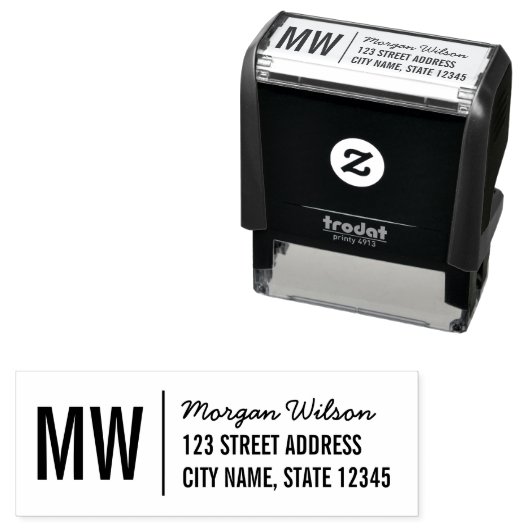 Naam script monogram Vet Separator Zelfinktende Stempel (In situ)