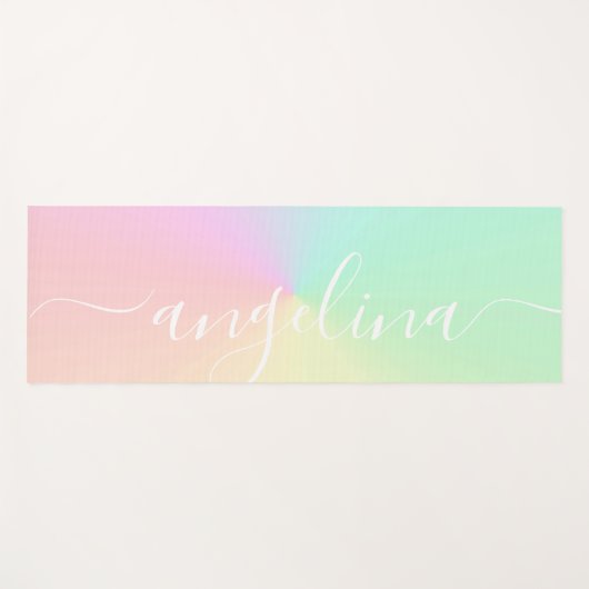 Naam Script Tekst Gedempt gradiënt Ombre Regelboog Yogamat (Voorkant (horizontaal))