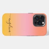 Naam Script Tekst Monogram Gradiënt Ombre Oranje iPhone Hoesje (Achterkant horizontaal)