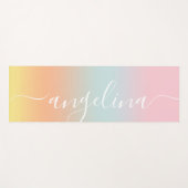 Naam Script Text Gradient Ombre Oranje Roze Blauw Yogamat (Voorkant (horizontaal))
