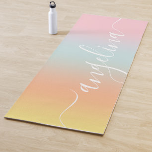 Naam Script Text Gradient Ombre Oranje Roze Blauw Yogamat