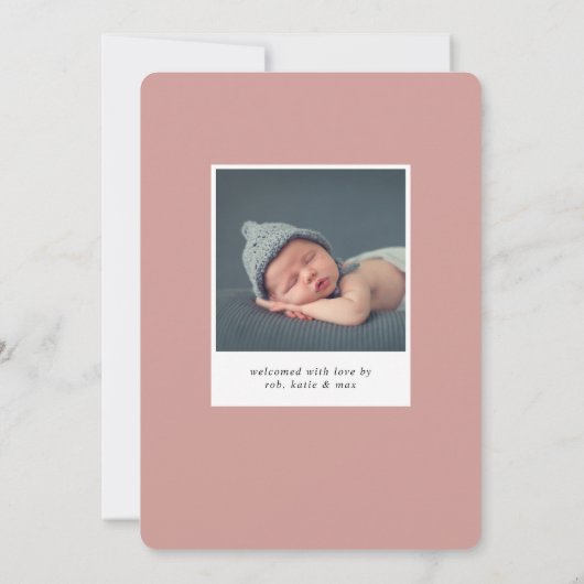 Naam script | Verticale fotogeboorte Aankondiging (Achterkant)