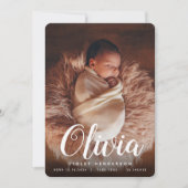 Naam script | Verticale fotogeboorte Aankondiging (Voorkant)