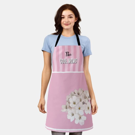 Naam Script Vintage Roze Streep Schort (Gedragen)