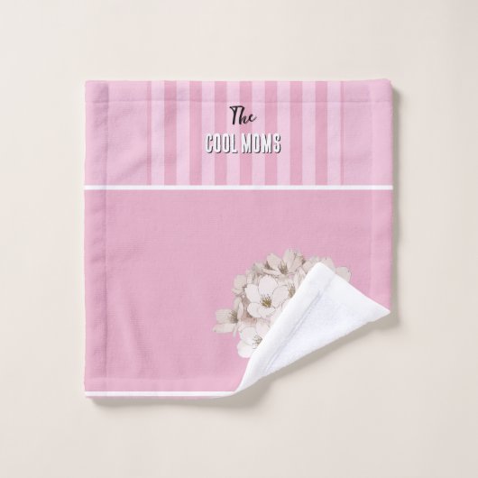 Naam Script Vintage Roze Streep Washandje (Wasdoekje)