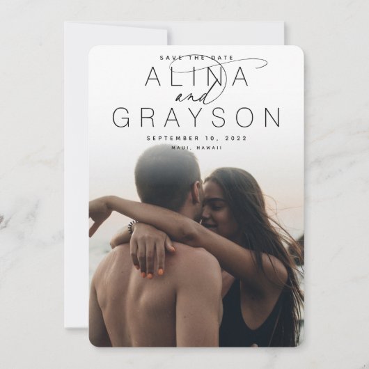 Naam selectiekader | Moderne verticale foto Save The Date (Voorkant)