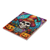 Naam Sentiment Jaar Spooky Skelet Halloween Tegeltje (Zijkant)