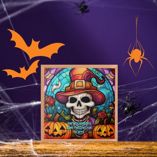 Naam Sentiment Jaar Spooky Skelet Halloween Tegeltje
