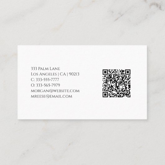 Naam, Shadow Monogram, Creëer Uw QR-code, vs 2 Visitekaartje (Achterkant)