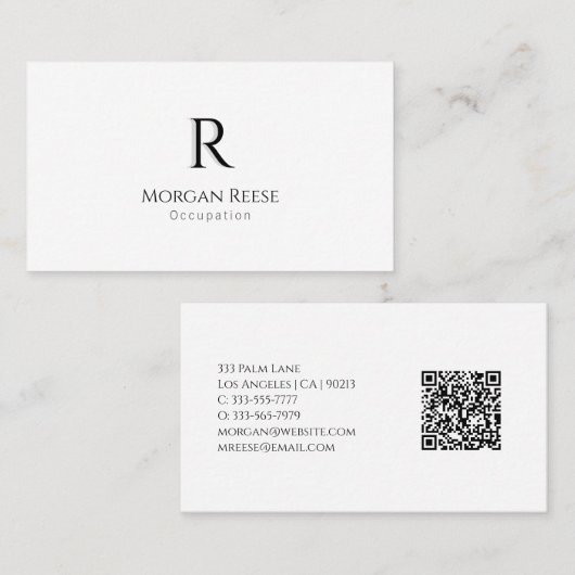 Naam, Shadow Monogram, Creëer Uw QR-code, vs 2 Visitekaartje (Voorkant / Achterkant)