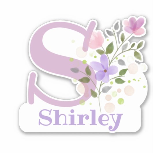 Naam Shirley met de letter S sticker uitknippen (Voorkant)
