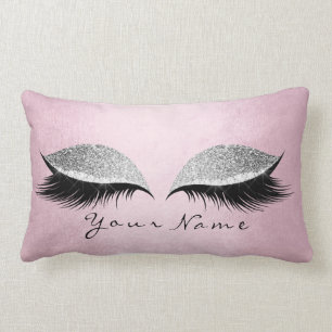 Naam Silver Glitter Black Eyes Pink Makeup Lashes Kussen