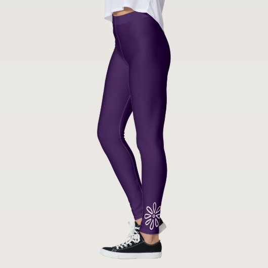 Naam - Simple Blush Flower Doodle - Solid Violet Leggings (Links)