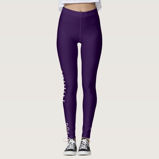 Naam - Simple Blush Flower Doodle - Solid Violet Leggings (Voorkant)