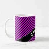 Naam + Simple Fuchsia & Black Stripes Pattern-Mok Koffiemok (Links)