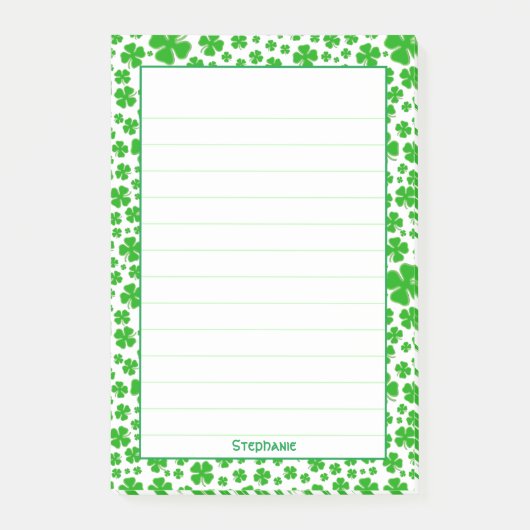 Naam: Sint Patrick's Green Random Shamrock Pattern Post-it® Notes (Voorkant)