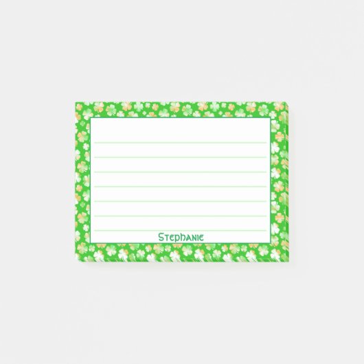 Naam: Sint Patrick's Green/White Shamrock Pattern Post-it® Notes (Voorkant)