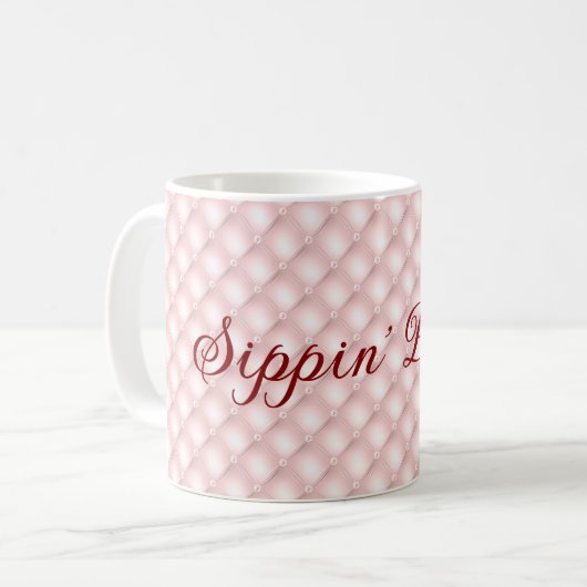 Naam, Sippin ' Roze Tufted 11oz Koffie Mok (Voorkant links)