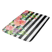 Naam Sjabloon Bathroom Modern Floral Stripe Black Badmat (Gekanteld)