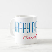 Naam, Skinny Font Happy Birthday 11oz Coffee Mok (Voorkant links)