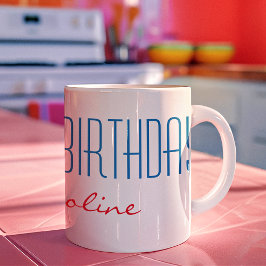Naam, Skinny Font Happy Birthday 11oz Coffee Mok