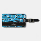 Naam sky blue gymnastics glitter zebra stripes bagagelabel (Voorkant horizontaal)