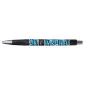 Naam sky blue gymnastics glitter zebra stripes pen (Voorkant)
