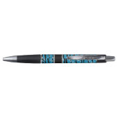 Naam sky blue gymnastics glitter zebra stripes pen (Achterkant)