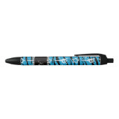 Naam sky blue gymnastics glitter zebra stripes zwarte inkt pen (Bovenkant)