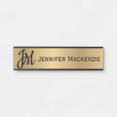 Naam slechts Monogram Faux Goud Kantoor deurteken Deurbordje (Voorkant)