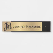 Naam slechts Monogram Faux Goud Kantoor deurteken Deurbordje (Voorkant)