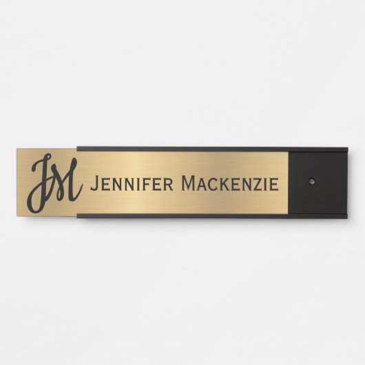 Naam slechts Monogram Faux Goud Kantoor deurteken Deurbordje (Voorkant)