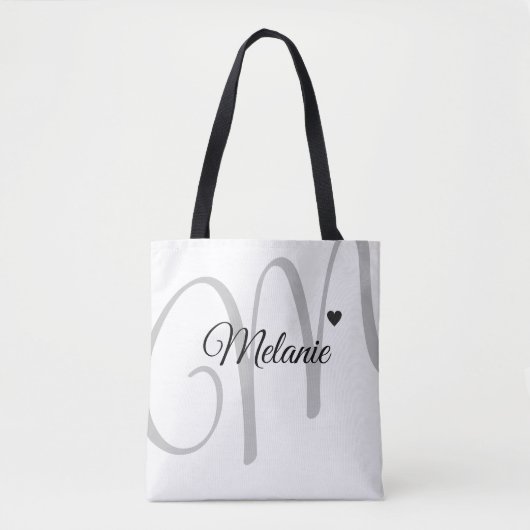 Naam Small-Love-Heart White Tote Bag (Voorkant)