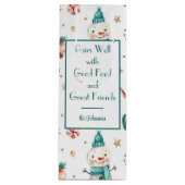 Naam, Sneeuwman & Snoep Vakantie Wijn Cadeautas (Voorkant)