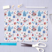 Naam, Sneeuwmannen Blauw & Rode Whimsical Kerstmis Tissuepapier (Craft)