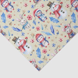Naam, Snoep Sneeuwman & Dieren Whimsical Kerstmis Tissuepapier