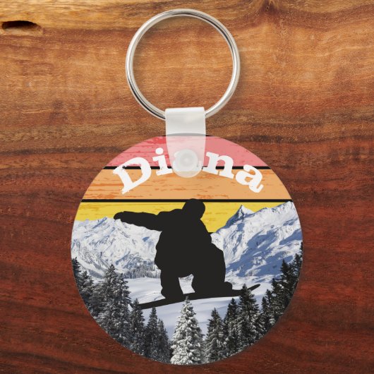 Naam Snowboard Ski Slopes van Distress Snowboard Sleutelhanger (Voorkant)