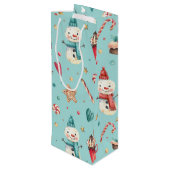 Naam, Snowman & Sweets Holiday Wine Gift Bag Wijn Cadeautas (Achterkant Gekanteld)