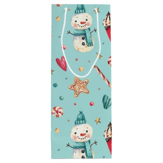 Naam, Snowman & Sweets Holiday Wine Gift Bag Wijn Cadeautas (Achterkant)