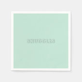 naam "Snuggles" zeelamantgroen Servet (Voorkant)