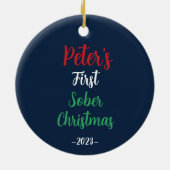 naam Sober Christmas Keepsake Gift Keramisch Ornament (Achterkant)